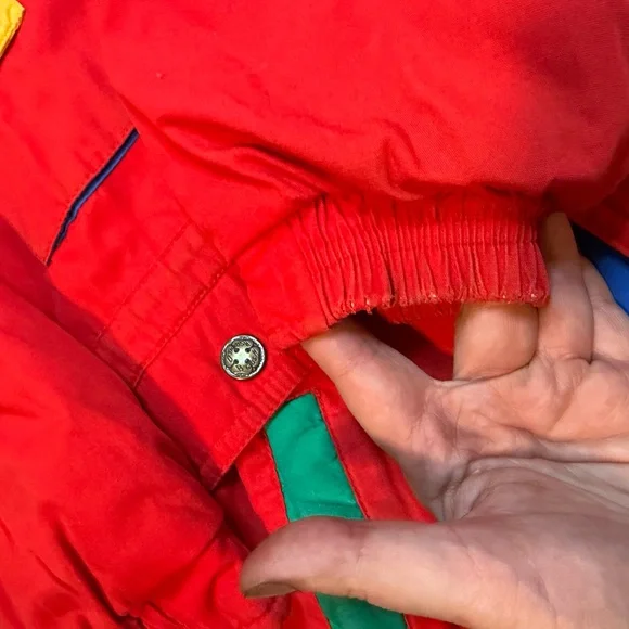 Vintage 90s OshKosh B'gosh Kids Colorblock Hooded Winter Jacket Red Ski Coat - Picture 6 of 8